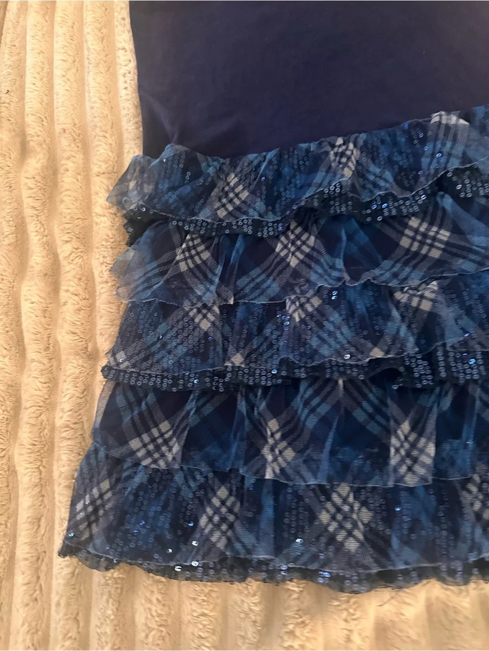 Justice Navy Blue Tiered Ruffle Plaid Dress